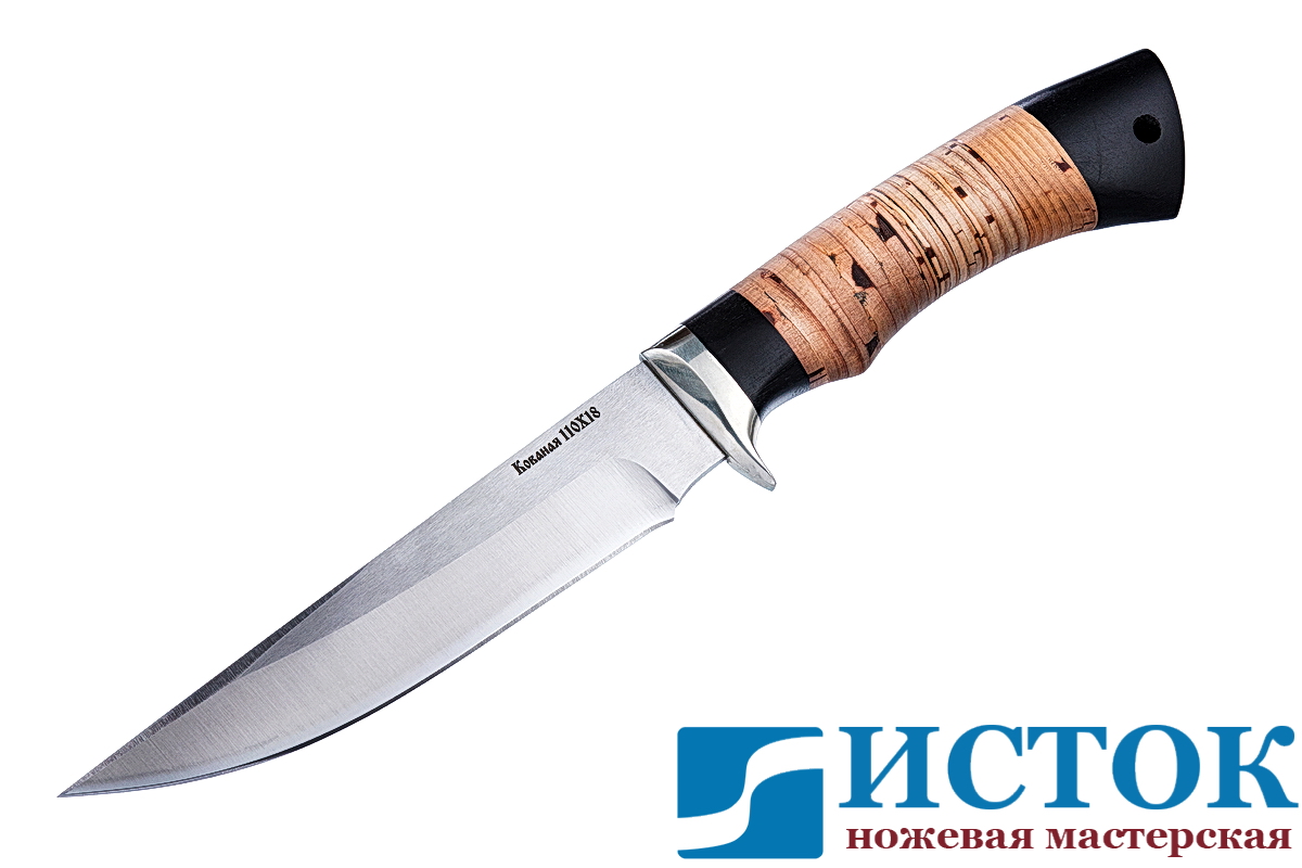 Нож Гусар из кованой 110Х18 с рукоятью из бересты и граба A170