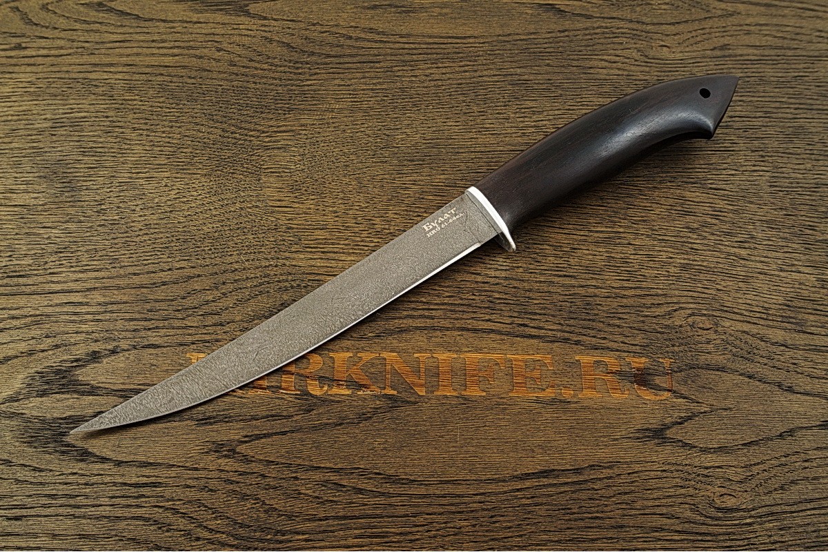 Нож Филейный из булатной стали с рукоятью из черного граба A120