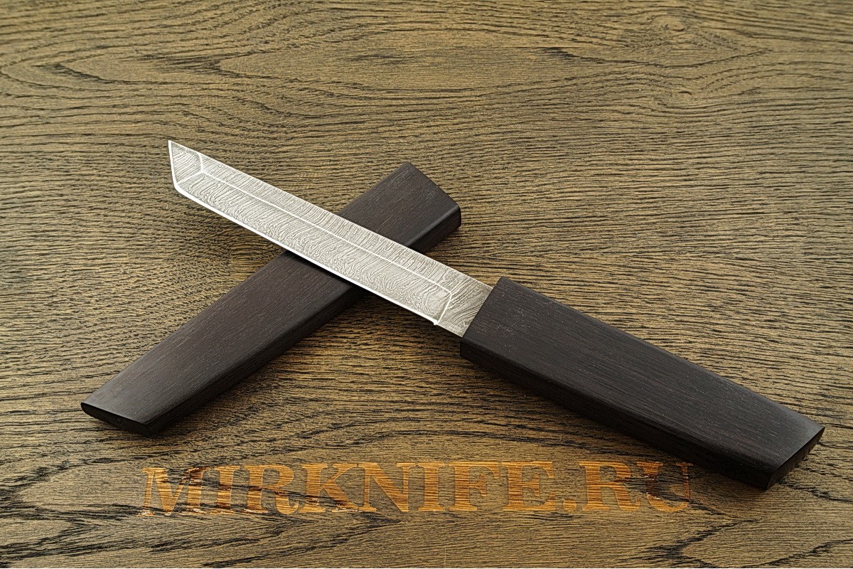 Нож Самурай 2 из дамасской стали в деревянных ножнах A076